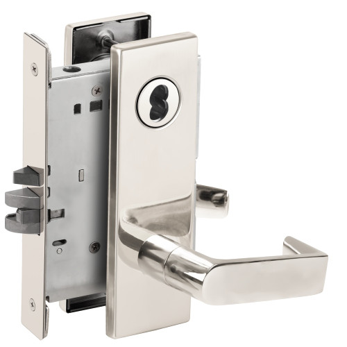 Schlage L9080B 06N 625 Grade 1 Storeroom Mortise Lock SFIC Prep Less Core 06 Lever N Escutcheon Bright Chrome Finish Field Reversible