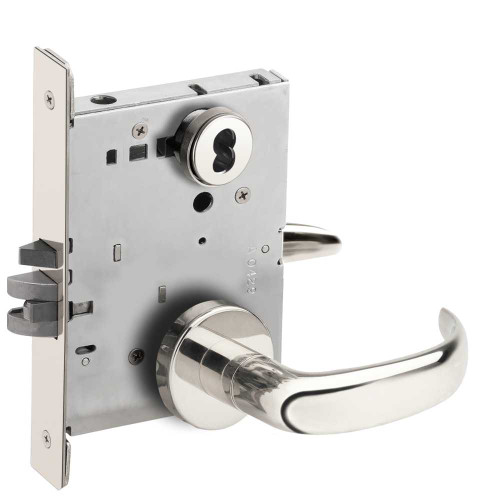 Schlage L9071B 17A 625 Grade 1 Classroom Security Mortise Lock SFIC Prep Less Core 17 Lever A Rose Bright Chrome Finish Field Reversible L9071B 17A 625