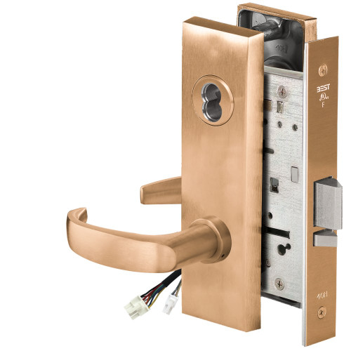 BEST 45HW7DEL14M612 Fail Safe 24V Electrified Mortise Lock 14 Lever M Escutcheon Satin Bronze