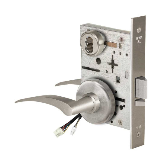 BEST 45HW7DEL17LH619 Fail Safe 24V Electrified Mortise Lock 17 Lever H Rose Left Hand Satin Nickel 45HW7DEL17LH619