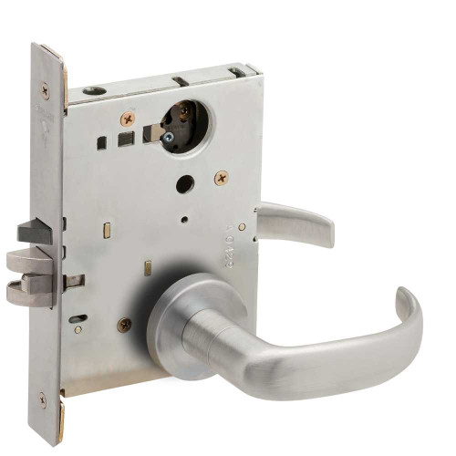 Schlage L9070L 17A 626 Grade 1 Classroom Mortise Lock Less Cylinder 17 Lever A Rose Satin Chrome Finish Field Reversible L9070L 17A 626