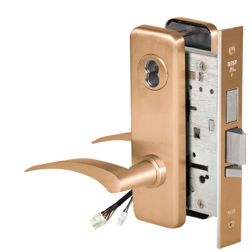 BEST 45HW7TWEL17RJ61212V Fail Safe 12V Double Cylinder With Deadbolt Electrified Mortise Lock 17 Lever J Escutcheon Right Hand Satin Bronze