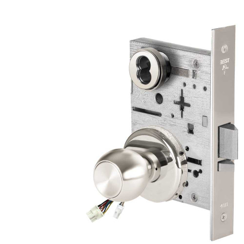 BEST 45HW7DEL4H629 Fail Safe 24V Electrified Mortise Lock 4 Knob H Rose Bright Stainless Steel 45HW7DEL4H629