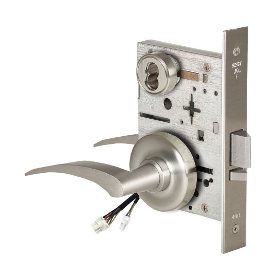 BEST 45HW7DEU17RR61912V Fail Secure 12V Electrified Mortise Lock 17 Lever R Rose Right Hand Satin Nickel