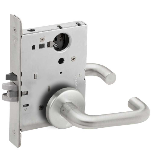 Schlage L9070L 03B 626 Grade 1 Classroom Mortise Lock Less Cylinder 03 Lever B Rose Satin Chrome Finish Field Reversible L9070L 03B 626