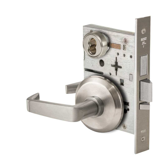 BEST 45HW7TWEU15S619RQE Fail Secure 24V Double Cylinder with Deadbolt Electrified Mortise Lock 15 Lever S Rose Request to Exit Satin Nickel 45HW7TWEU15S619RQE