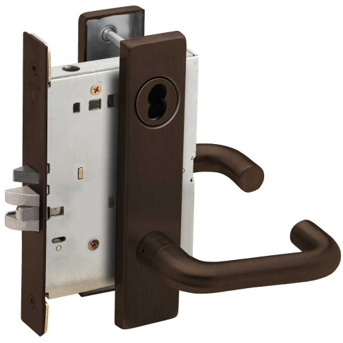 Schlage L9071B 03L 613 Grade 1 Mortise Classroom Security Lock SFIC Prep Less Core 03 Lever L Escutcheon Dark Oxidized Satin Bronze Oil Rubbed Finish Field Reversible L9071B 03L 613