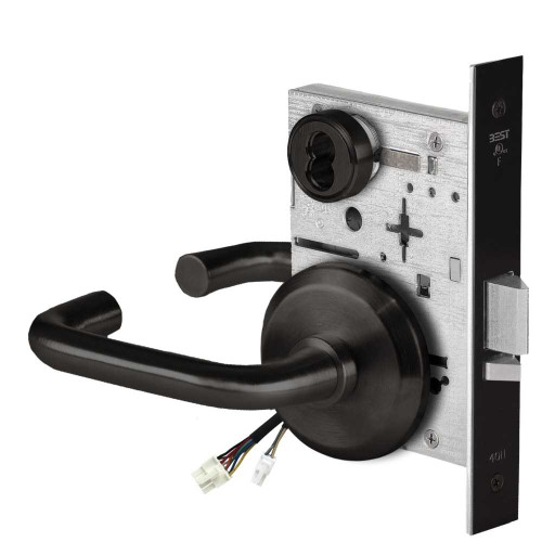 BEST 45HW7DEL3S622 Fail Safe 24V Electrified Mortise Lock 3 Lever S Rose Flat Black 45HW7DEL3S622