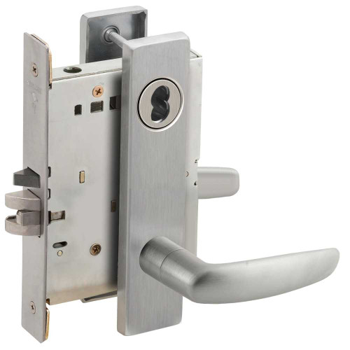 Schlage L9071J 07L 626 Grade 1 Classroom Security Mortise Lock Schlage FSIC Less Core 07 Lever L Escutcheon Satin Chrome Finish Field Reversible L9071J 07L 626
