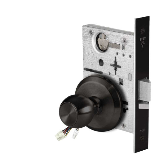 BEST 45HW0NXEU4S62212V Fail Secure 12V No Key Override Electrified Mortise Lock 4 Knob S Rose Flat Black 45HW0NXEU4S62212V