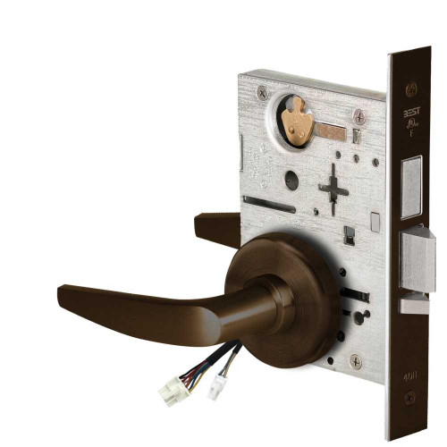 BEST 45HW7TDEL16H61312V Fail Safe 12V With Deadbolt Electrified Mortise Lock 16 Lever H Rose Oil Rubbed Bronze 45HW7TDEL16H61312V