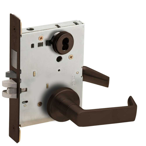 Schlage L9453B 06A 613 Grade 1 Mortise Entrance Office Lock With Deadbolt Lock SFIC Prep Less Core 06 Lever A Rose Dark Oxidized Satin Bronze Oil Rubbed Finish Field Reversible L9453B 06A 613