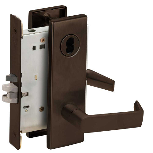 Schlage L9071B 06N 613 Grade 1 Mortise Classroom Security Lock SFIC Prep Less Core 06 Lever N Escutcheon Dark Oxidized Satin Bronze Oil Rubbed Finish Field Reversible L9071B 06N 613