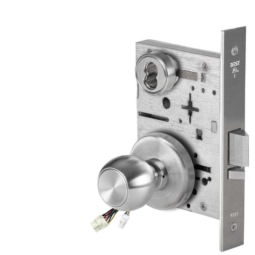 BEST 45HW7DEU4H626AM12V Fail Secure 12V Electrified Mortise Lock 4 Knob H Rose Satin Chrome Antimicrobial 45HW7DEU4H626AM12V