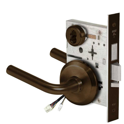 BEST 45HW7TWEL12S613 Fail Safe 24V Double Cylinder With Deadbolt Electrified Mortise Lock 12 Lever S Rose Oil Rubbed Bronze 45HW7TWEL12S613