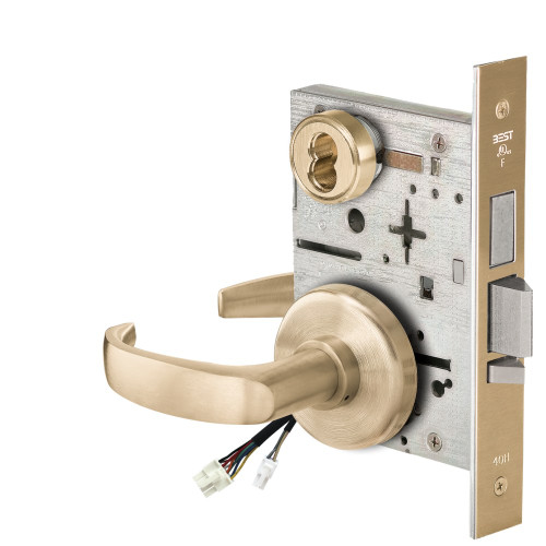 BEST 45HW7TWEL14H60612V Fail Safe 12V Double Cylinder With Deadbolt Electrified Mortise Lock 14 Lever H Rose Satin Brass BEST 45HW7TWEL14H60612V Fail Safe 12V Double Cylinder With Deadbolt Electrified Mortise Lock 14 Lever H Rose Satin Brass