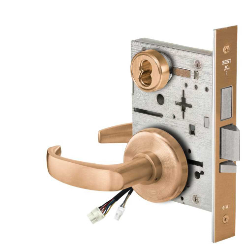 BEST 45HW7TWEL14H61212V Fail Safe 12V Double Cylinder With Deadbolt Electrified Mortise Lock 14 Lever H Rose Satin Bronze 45HW7TWEL14H61212V