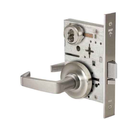 BEST 45HW7WEL15R619 Fail Safe 24V Double Cylinder Electrified Mortise Lock 15 Lever R Rose Satin Nickel 45HW7WEL15R619