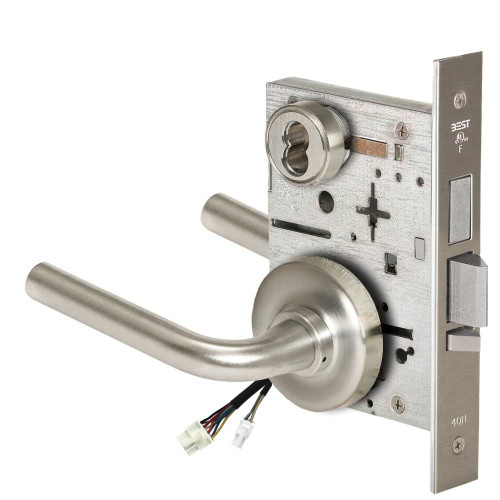 BEST 45HW7TWEL12R61912V Fail Safe 12V Double Cylinder With Deadbolt Electrified Mortise Lock 12 Lever R Rose Satin Nickel 45HW7TWEL12R61912V