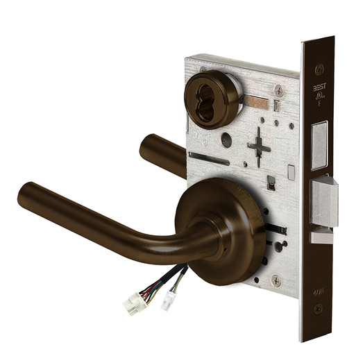 BEST 45HW7TWEL12R613RQE12V Fail Safe 12V Double Cylinder With Deadbolt Electrified Mortise Lock 12 Lever R Rose Request to Exit Oil Rubbed Bronze
