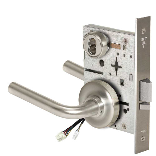 BEST 45HW7WEU12R619 Fail Secure 24V Double Cylinder Electrified Mortise Lock 12 Lever R Rose Satin Nickel 45HW7WEU12R619