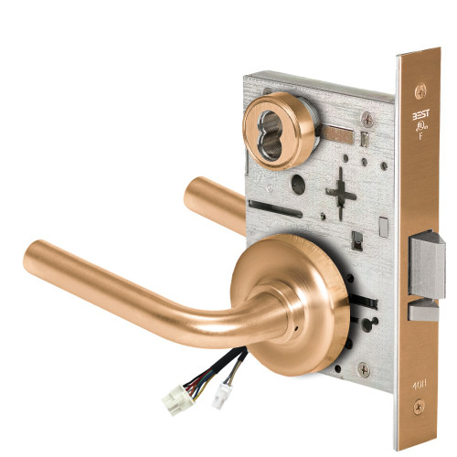 BEST 45HW7WEU12R612RQE12V Fail Secure 12V Double Cylinder Electrified Mortise Lock 12 Lever R Rose Request to Exit Satin Bronze
