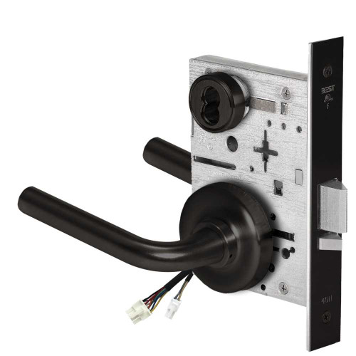 BEST 45HW7WEU12R622RQE12V Fail Secure 12V Double Cylinder Electrified Mortise Lock 12 Lever R Rose Request to Exit Flat Black 45HW7WEU12R622RQE12V