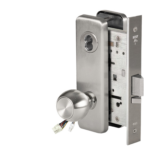 BEST 45HW7WEL4J626AM12V Fail Safe 12V Double Cylinder Electrified Mortise Lock 4 Knob J Escutcheon Satin Chrome Antimicrobial