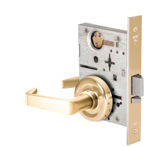 BEST 45HW0NXEU15R60512V Fail Secure 12V No Key Override Electrified Mortise Lock 15 Lever R Rose Bright Brass 45HW0NXEU15R60512V