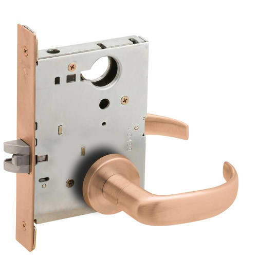 Schlage L9010 17A 612 Grade 1 Mortise Passage Latch Lock Non-Keyed 17 Lever A Rose Satin Bronze Clear Coated Finish Field Reversible L9010 17A 612