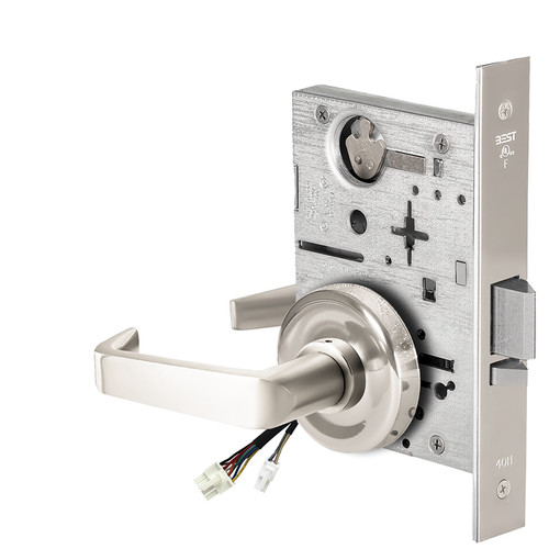 BEST 45HW0NXEU15R625RQE12V Fail Secure 12V No Key Override Electrified Mortise Lock 15 Lever R Rose Request to Exit Bright Chrome