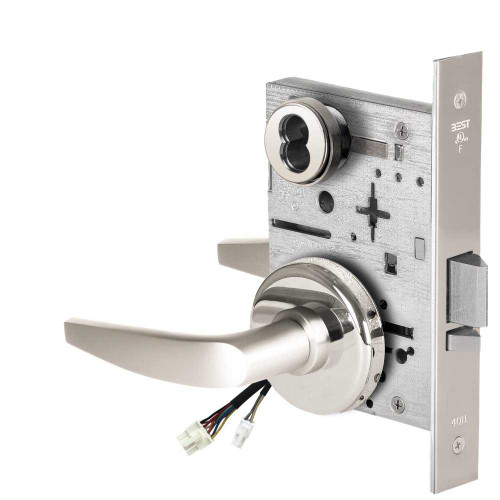 BEST 45HW7WEL16H625RQE12V Fail Safe 12V Double Cylinder Electrified Mortise Lock 16 Lever H Rose Request to Exit Bright Chrome 45HW7WEL16H625RQE12V