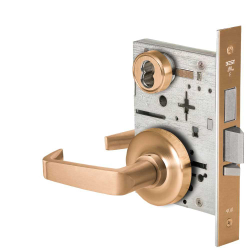 BEST 45HW7TDEL15R612 Fail Safe 24V With Deadbolt Electrified Mortise Lock 15 Lever R Rose Satin Bronze 45HW7TDEL15R612