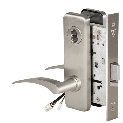 BEST 45HW7WEL17LJ61912V Fail Safe 12V Double Cylinder Electrified Mortise Lock 17 Lever J Escutcheon Left Hand Satin Nickel 45HW7WEL17LJ61912V