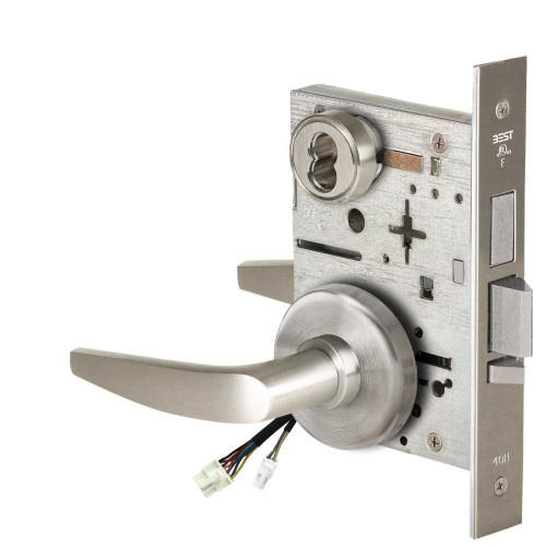 BEST 45HW7TWEU16H619RQE Fail Secure 24V Double Cylinder with Deadbolt Electrified Mortise Lock 16 Lever H Rose Request to Exit Satin Nickel 45HW7TWEU16H619RQE