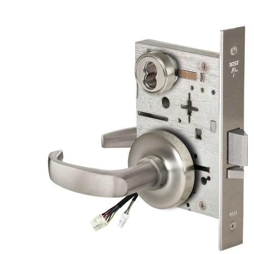 BEST 45HW7WEU14R61912V Fail Secure 12V Double Cylinder Electrified Mortise Lock 14 Lever R Rose Satin Nickel 45HW7WEU14R61912V