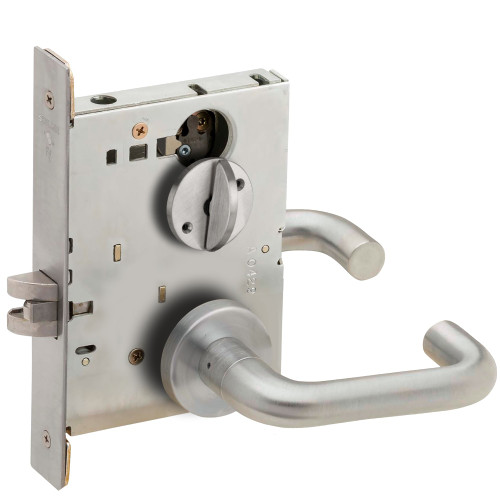 Schlage L9044 03A 626 Grade 1 Privacy with Coin Turn Mortise Lock 03 Lever A Rose Satin Chrome Finish Field Reversible