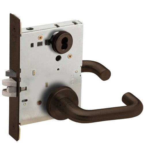 Schlage L9071J 03A 613 Grade 1 Mortise Classroom Security Lock Schlage FSIC Less Core 03 Lever A Rose Dark Oxidized Satin Bronze Oil Rubbed Finish Field Reversible