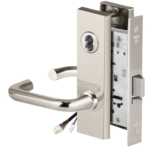 BEST 45HW7DEU3M625RQE12V Fail Secure 12V Electrified Mortise Lock 3 Lever M Escutcheon Request to Exit Bright Chrome