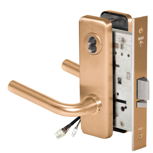 BEST 45HW7DEL12J612RQE Fail Safe 24V Electrified Mortise Lock 12 Lever J Escutcheon Request to Exit Satin Bronze