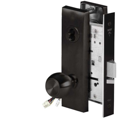 BEST 45HW7DEU4M622RQE Fail Secure 24V Electrified Mortise Lock 4 Knob M Escutcheon Request to Exit Flat Black 45HW7DEU4M622RQE