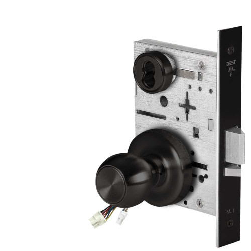 BEST 45HW7DEU4R62212V Fail Secure 12V Electrified Mortise Lock 4 Knob R Rose Flat Black 45HW7DEU4R62212V
