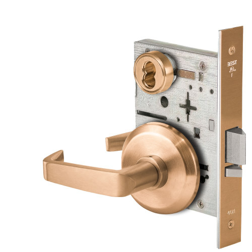 BEST 45HW7WEL15S612 Fail Safe 24V Double Cylinder Electrified Mortise Lock 15 Lever S Rose Satin Bronze