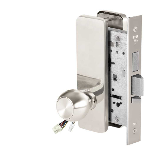 BEST 45HW0LEL4J625RQE12V Fail Safe 12V With Deadbolt No Key Override Electrified Mortise Lock 4 Knob J Escutcheon Request to Exit Bright Chrome 45HW0LEL4J625RQE12V