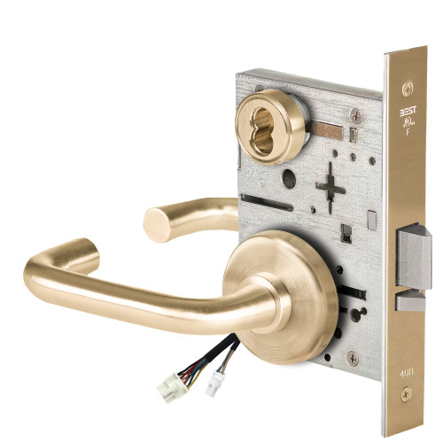 BEST 45HW7DEU3H606 Fail Secure 24V Electrified Mortise Lock 3 Lever H Rose Satin Brass BEST 45HW7DEU3H606 Fail Secure 24V Electrified Mortise Lock 3 Lever H Rose Satin Brass