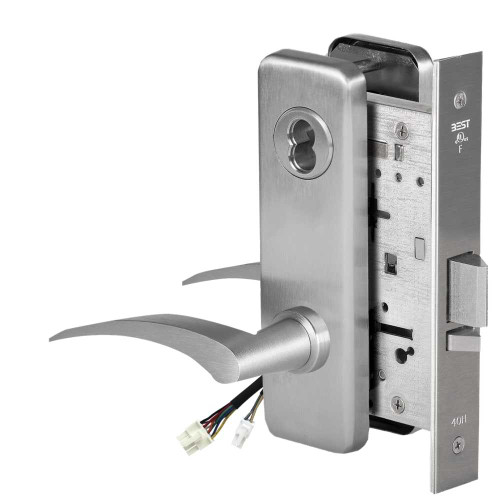 BEST 45HW7WEL17LJ626AM Fail Safe 24V Double Cylinder Electrified Mortise Lock 17 Lever J Escutcheon Left Hand Satin Chrome Antimicrobial 45HW7WEL17LJ626AM