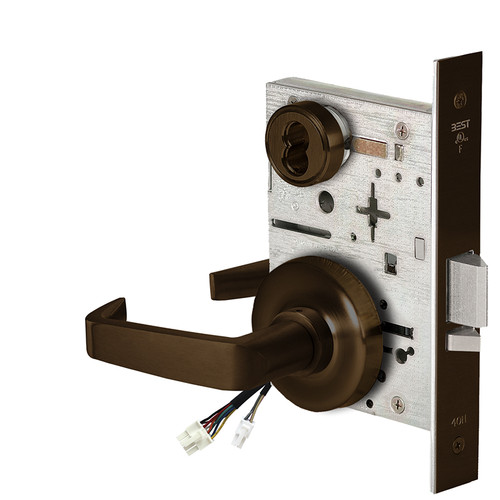 BEST 45HW7WEU15R611 Fail Secure 24V Double Cylinder Electrified Mortise Lock 15 Lever R Rose Bright Bronze