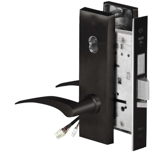 BEST 45HW7TDEU17RN622 Fail Secure 24V With Deadbolt Electrified Mortise Lock 17 Lever N Escutcheon Right Hand Flat Black 45HW7TDEU17RN622