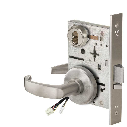 BEST 45HW7WEU14H619RQE12V Fail Secure 12V Double Cylinder Electrified Mortise Lock 14 Lever H Rose Request to Exit Satin Nickel 45HW7WEU14H619RQE12V