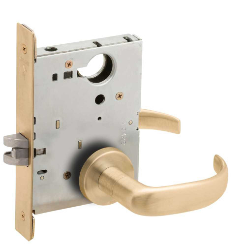 Schlage L9010 17A 606 Grade 1 Passage Latch Mortise Lock 17 Lever A Rose Satin Brass Finish Field Reversible L9010 17A 606